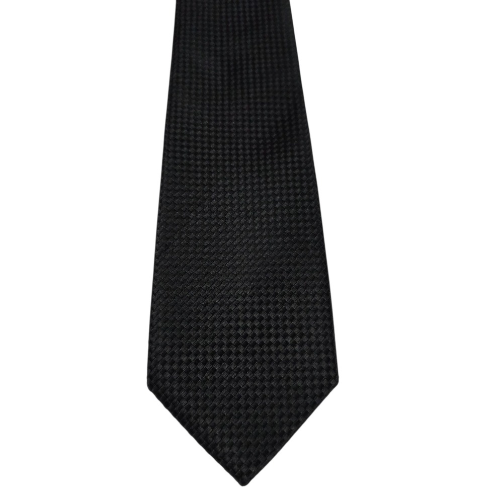 Pierre Cardin Mens Necktie Black Textured Polyester Pattern Slim Designer‎ Work - Picture 2 of 10
